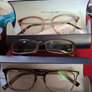 2 Warby Parker, 1 Cole Haan Women's Glasses - Gold, Black, and Brown